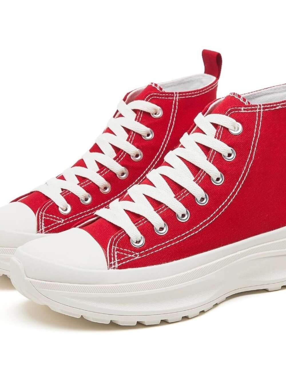 Women's Red Classic Casual Comfortable Canva High Top Platform Sneaker Shoes